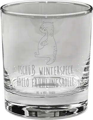 Produktbild von Mr. & Mrs. Panda Glas Otter Bauch - Transparent - Geschenk, dick, Seeotter See, Sportmuffel, gravur, Tumbler, Gin, Winterspeck, Cocktailglas