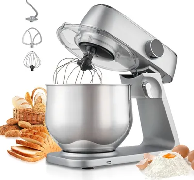 Produktbild von Küchenmaschine - Knet- & Rührmaschine - Edelstahlschüssel 7,4 L - Motor 1800 W - Drehzahl 10 Stufen - Kippkopf - Zubehör: Knethaken, Rührbesen, Schneebesen