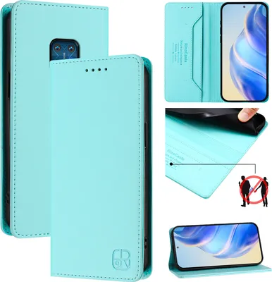 Produktbild von Lederhülle für Nokia XR20 Hülle Flip Brieftasche Kartenfächern Ständer Schutzhülle Türkis