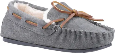 Immagine prodotto di Hush Puppies - Pantofole per bambini "Addison", pelle scamosciata FS8576 (30,5 EU) (Grigio)