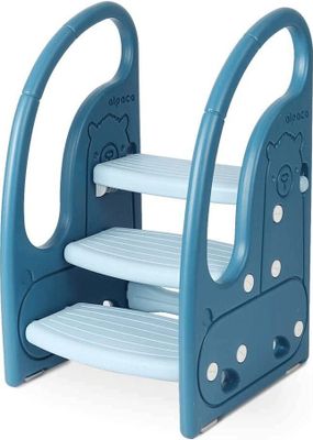 Onasti Tritthocker Dreistufiger Kinderhocker für Bad, Schlafzimmer, Küche Blau