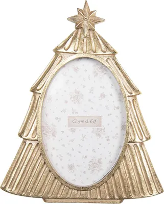 Produktbild von Clayre & Eef Bilderrahmen Weihnachtsbaum 10x15 cm Goldfarbig Kunststoff