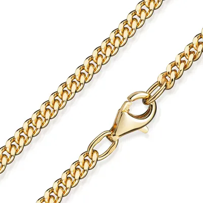 Produktbild von MATERIA 2,7mm Panzerkette Silber 925 vergoldet diamantiert Gold Halskette Herren Damen 40-80cm mit Box #K70