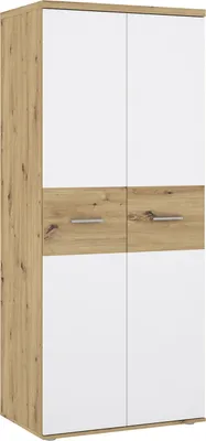 Obrázek produktu pro Nábytek24 Šatní skříň Winnie Wns92-C830 Dvoudveřová skříň s výklopnými dveřmi 79,9 X 189 X 52,7 cm Dub Artisan/bílá