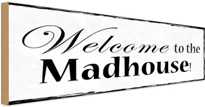 Zdjęcie produktu dla vianmo Drewniany znak 10x27 cm welcome to the Madhouse