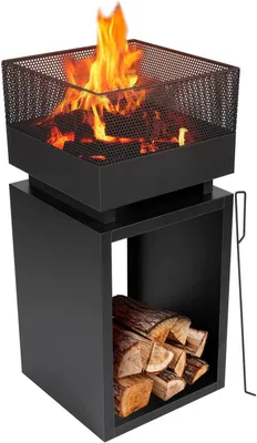 Produktbild von RESCH 502594 Terrassenkamin / Gartenkamin mit Funkenschutz, 85 x 39 x 39 cm, euerstelle Hitzebeständig & Rostfrei, Feuerkorb für Terrasse / Garten