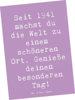Produktbild von Mr. & Mrs. Panda Postkarte Spruch 1941 Geburtstag - Lavendeltraum - Geschenk, Happy Birthday, Ansichtskarten, Postkarten, Ehrentag, Alles gut zum, Jahrgang, Glückwunsch