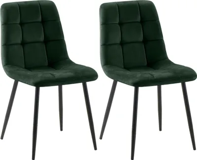 Produktbild von CLP 2er Set Esszimmerstuhl Tilde gepolstert mit Rückenlehne bis 150 kg belastbar grün Material Samt