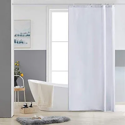 Obrázok produktu pre Polyesterová záclona do rohovej sprchy, odolná voči plesniam, vodoodpudivá, prateľná, biela, 90 x 180 cm