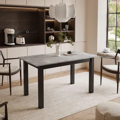 Produktbild von ARTON 140 cm ausziehbarer Tisch Bellato Grau, Beinfarbe - Schwarz