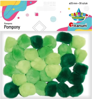 Productafbeelding van Acryl pompons, 25 mm, groen, 30 stuks.