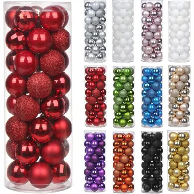 Image de Boules de Noël, 40 pièces, rouge, en plastique incassable, 4 cm de diamètre