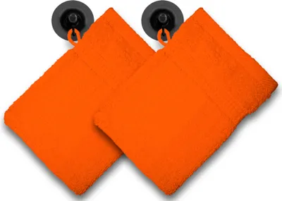 Produktbild von 2er Set Waschhandschuhe Waschlappen orange terra 16x21 cm Frottee Baumwolle