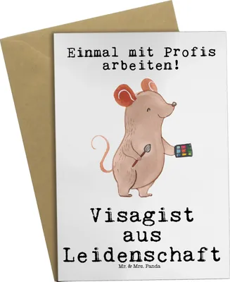 Produktbild von Mr. & Mrs. Panda jubiläumskarte Visagist Leidenschaft - Weiß - Geschenk, Beauty Salon, glückwunschkarten, osterkarten, Klappkarte, Kosmetikstudio, Kosmetiker, Grußkarte