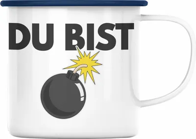 Produktbild von Trendation - Du Bist Bombe Lustige Emaille Tasse mit Spruch Geschenk Kollege Kollegin Bester Freund Freundin Sarkastischer Spruch (Blau)