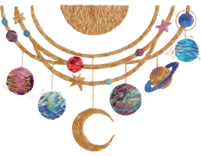 Image de Kit de points de broderie "Helios", couleur crème, 20x13 cm, pour travaux manuels