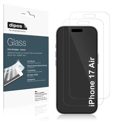 Produktbild von 2x Schutzfolie für Apple iPhone 17 Air - Anti-Shock 9H Folie dipos Glass Kunststoffglas