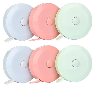 Maßband 150 cm, weiches Schneiderband, 6 Stück, 3 Farben