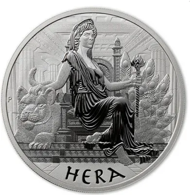 Obrázok produktu pre 1 oz strieborná minca Bohovia Olympu Héra 2022 Bohovia Olympu strieborná minca 9999