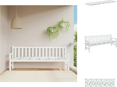 Obrázek produktu pro vidaXL Polštář na zahradní lavici se vzorem listů 200x50x7 cm látka - Polštář na sezení