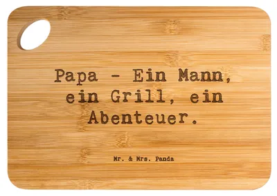Produktbild von Mr. & Mrs. Panda Frühstücksbrettchen Spruch Papa Abenteuer - Transparent - Geschenk, Geburtstage, Familie Verwandte, Schneidebrett, Familienleben, Grillmeister, Brett