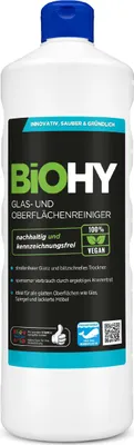 Produktbild von BiOHY Glas- und Oberflächenreiniger, Glasreiniger, Oberflächenreiniger, Fensterputzmittel – 1 x 1 Liter Flasche