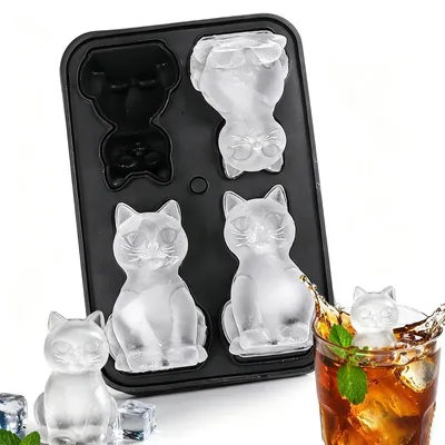 Produktbild von Silikon-Eisformen für Katzen mit Deckel, große Eiswürfel