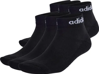 Produktbild von adidas Uni Quarter Socken, 6er Pack - Linear Cushioned Ankle, Logo, gepolstert, einfarbig Schwarz 37-39
