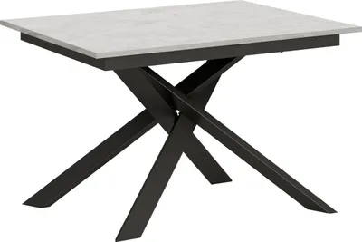 Produktbild von Ausziehbarer Tisch 90x120/180 cm Ganty White Spatula – Kante in der gleichen Farbe wie der anthrazitfarbene Rahmen