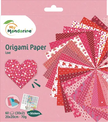 Image de Jeu de papier Clairefontaine Origami Heart 60 feuilles