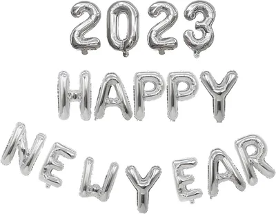 Image de Bonne Année 2023 - Lot De Ballons Argentés Pour Le Réveillon