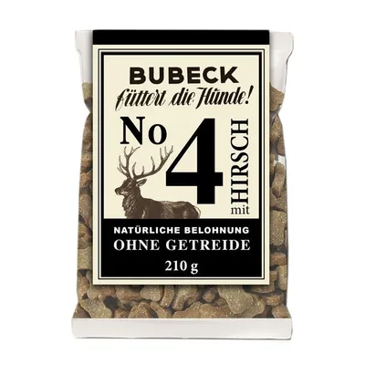 Produktbild von Bubeck No. 4 mit Hirsch, Keks, Hund, Adult, Wildfleisch, 210 g, Zuckerfrei