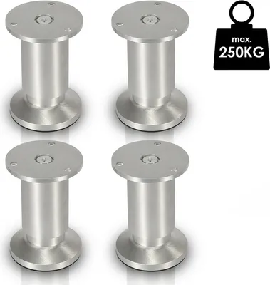 2/4 Pezzi Altezza 8-50 Cm Piedini Per Mobili In Acciaio Inossidabile Altezza Regolabile Piedi Per Divano Piedi Per Mobili Piedini Scorrevoli Antiscivolo Gambe Per Mobili - Foto 9