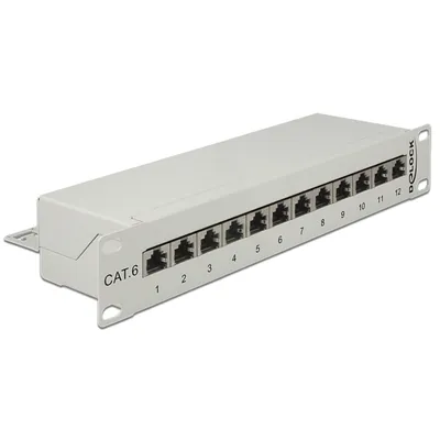 Produktbild von DELOCK 10" Patchpanel 12 Port Cat.6 grau