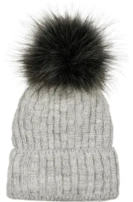 Produktbild von styleBREAKER Uni warme Strick Bommelmütze mit Flecht Muster und Fleece Futter, Winter Fellbommel Mütze 04024171