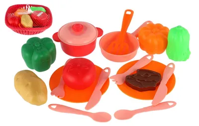 Obrázok produktu pre Sada riadu v plastovom košíku s príslušenstvom v sieťovanej taške 20 x 20 x 7 cm