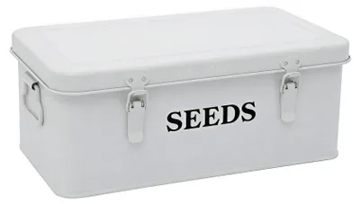 Saatgut-Aufbewahrungsbox aus Metall, 33x18x13 cm, weiß