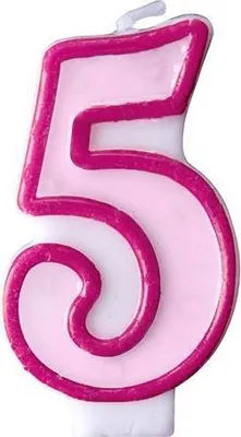 Obrázek produktu pro Narozeninová svíčka 5, růžová, 7 cm