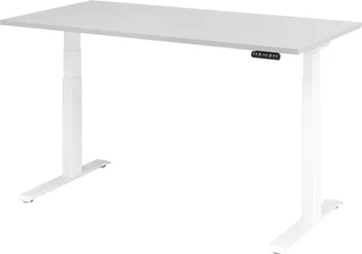 Immagine prodotto di Scrivania regolabile in altezza XDKB | 2 motori | 120 - 180 cm | elettrica, dimensioni piano:160 x 80 cm, colore piano:grigio, colore struttura:bianco