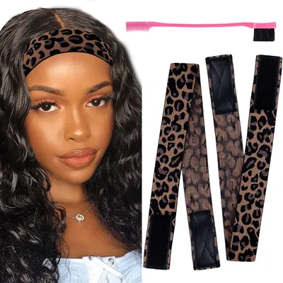 Produktbild von Elastisches Schmelzband für Perücken, 3,5 cm breit, 2 Stück, mit Haarrandbürste, Klettverschluss