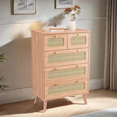 Produktbild von Rotan Opbergruhe mit Ladefunktion - Wohnzimmer Organizer - Naturrotan Front - 60 x 34 x 91 cm