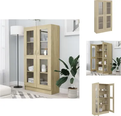 Obrázek produktu pro vidaXL Vitrína Sonoma dub 82,5x30,5x150 cm Materiál na bázi dřeva - Regály a knihovny