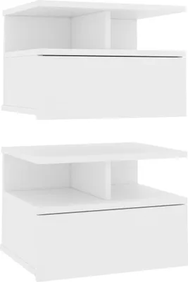 Image de vidaXL Tables de chevet suspendues 2 pcs. Blanc 40 x 31 x 27 cm Panneau de particules
