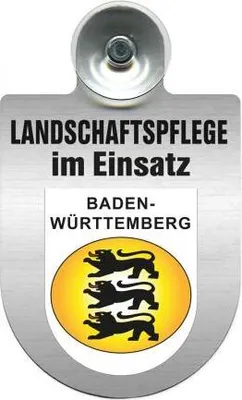 Produktbild von Einsatzschild mit Saugnapf - Landschaftspflege im Einsatz - incl. Regionenwappen 393823 Color - Region Baden-Württemberg
