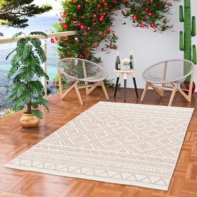 Produktbild von In & Outdoor Teppich Flachgewebe Ottawa Ethno Beige, Größe:160x230 cm