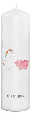 Produktbild von Mr. & Mrs. Panda Kerze Einhorn Schwein 29 x 8 cm XL - Weiß - Geschenk, Bedruckte, Erinnerungskerze, Deko, Stumpenkerze, Schweinchen, Freundin, Unicorn, Einhörner