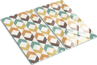 Obrázok produktu pre Sklenená ochranná doska – Kryt varnej dosky – Kryt na indukčnú dosku – 2x30x52 cm – Rýchle čistenie – Tvrdené sklo – Retro pozadia