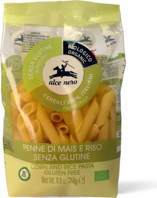 Obrázok produktu pre CESTOVINY (KUKURIČNÉ A RYŽOVÉ) BEZLEPKOVÉ PENNE250 g - ALCE NERO