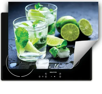 Produktbild von DarHaus Herdabdeckplatte 70x52 cm Anti Rutsch Matte Aufrollbar, Limette - Wasser