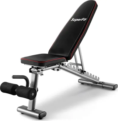 Produktbild von Goplus Hantelbank, klappbar, verstellbar, bis 300 kg, Schräg- & Flachbank, Sit-Up Bank, 10-fach verstellbare Rückenlehne, 3-fach verstellbarer Sitz, aus Metall, Kunstleder, EPE-Schaum, Schwamm, Schwarz, Maße 150x51.5x53-132 cm, ideal für Kurzhanteln & Langhanteln, mit Rollen & Griffen